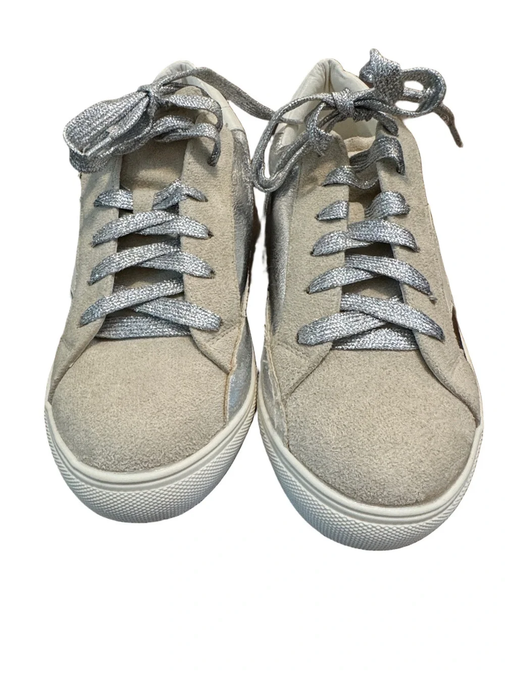 Nature Breeze Silver Star Accent Suede Sneakers Size 9